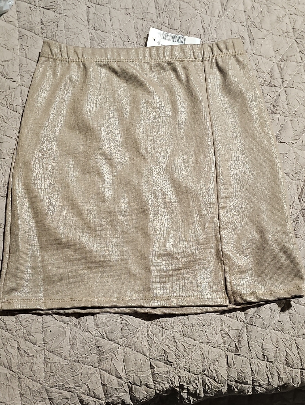 Papaya Metallic Taupe Mini Skirt